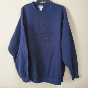 Vintage Walt Disney World Crewneck Pullover Navy Blue Embroider Sweater Size 3XL